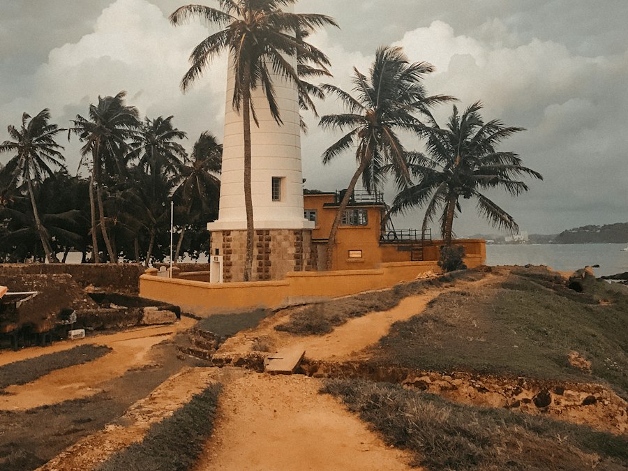 The lighthouse and rampart walls of Galle Fort on Sri Lanka's south coast