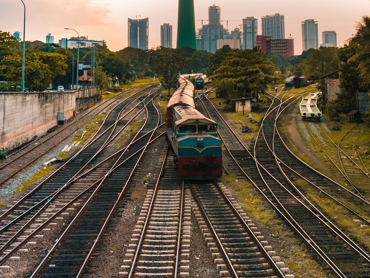 The Colombo city skyline at dusk along the waterfront
