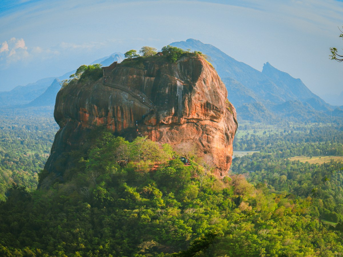 Sigiriya Rock fortress rising from the jungle in Sri Lanka's Cultural Triangle